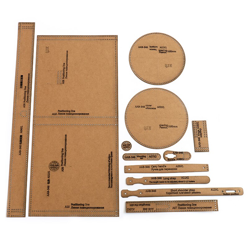Plantilla de Papel Kraft para manualidades, bolsa de cubo redonda, bandolera, patrón de artesanía de cuero, patrón de costura, 12,5x18cm, 1 Juego