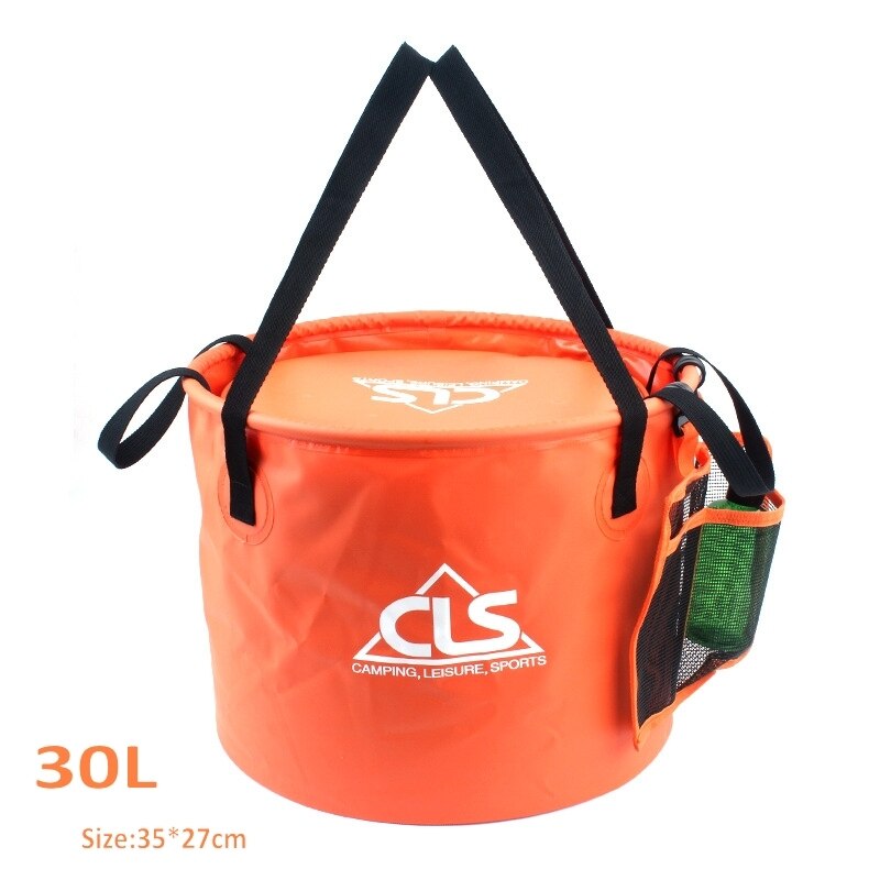 Foldbar Vandspand 10L-30L - Bærbar, Sammenklappelig, til Camping, Fiskeri, Bilvask: 30l orange