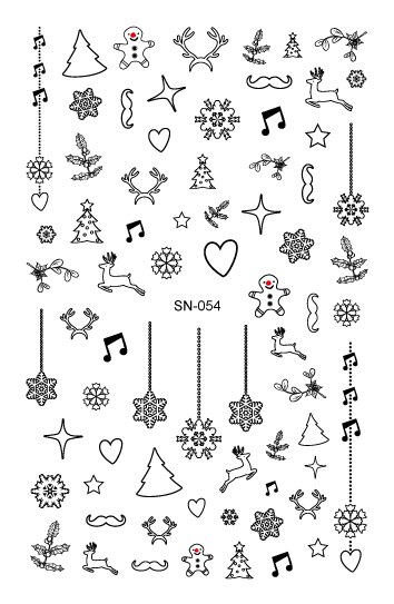 Sn luminous series nail art stickers tips dekoration negle wraps harajuku glædelig jul xmas musik manicura klistermærker: Sn -054