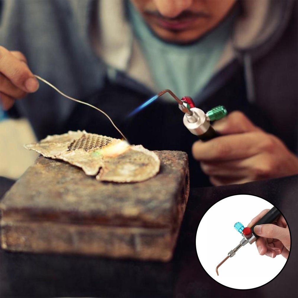 Mini Gas Torch Oxygen Welding Soldering Gun Oxygen Acetylene Gun for Platinum Metal Stainless Steel Welding Soldering Tool Kit