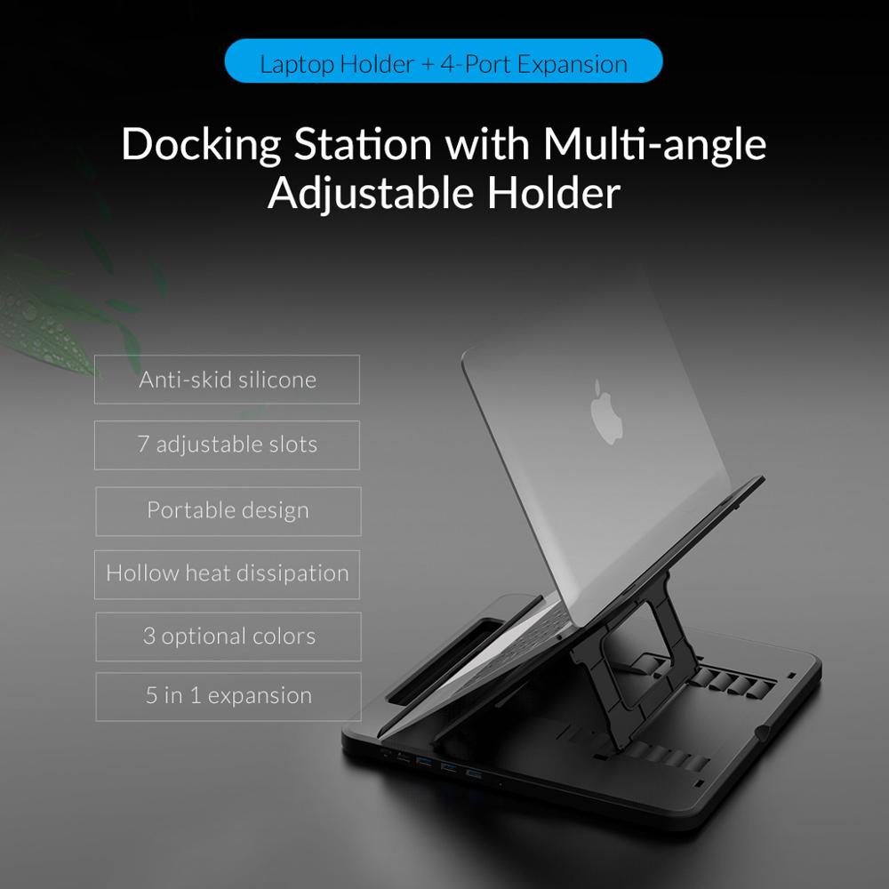 Orico Tablet Laptop Houder Stand Hoogte Verstelbare 3 Poorten USB3.0 Docking Station Met Houder Pd Opladen Voor Pc Notebook