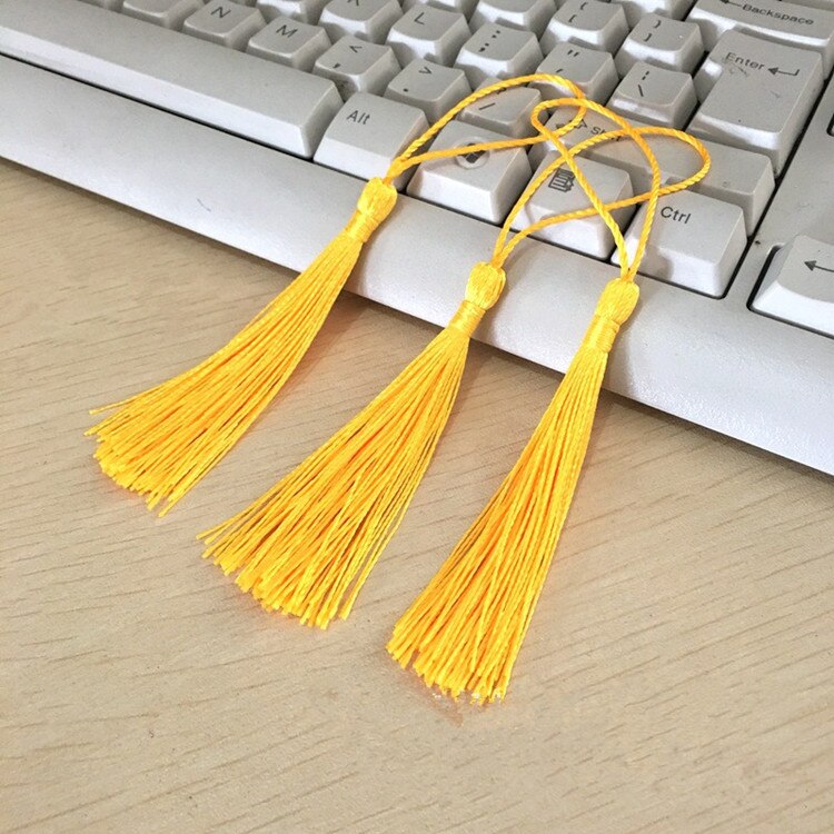 10 sztuk mieszane kolor 14cm jedwabne frędzle fringe szycia Bang zakończenie z frędzlami kluczowe frędzle dla DIY biżuteria naszyjnik chiński węzeł: Yellow