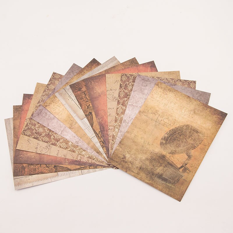 ZFPARTY 14pcs Single-side Printed Vintage Background paper papercraft art paper handmade scrapbooking kit set book