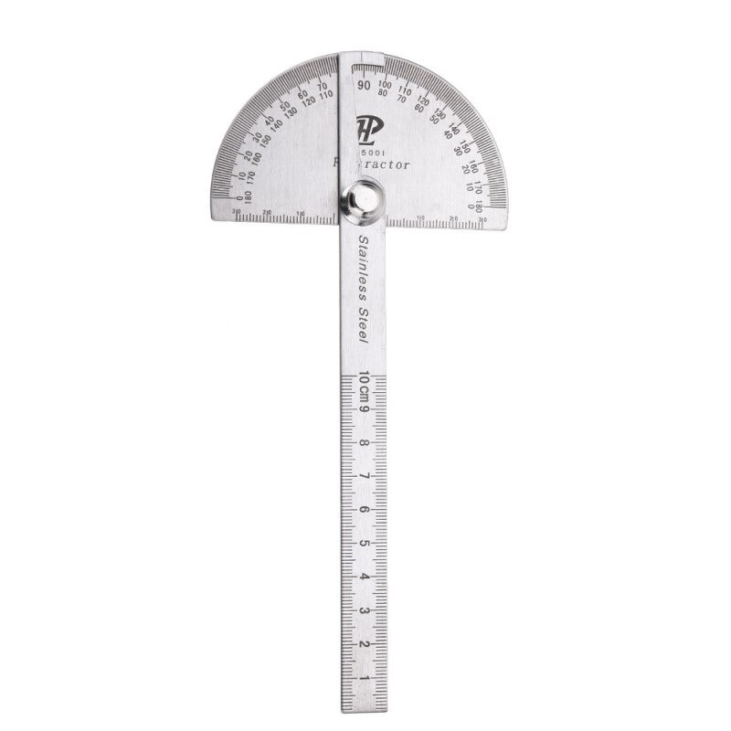 Arm Rotary Measuring Ruler Stainless Steel 180 Degree Protractor Angle Finder