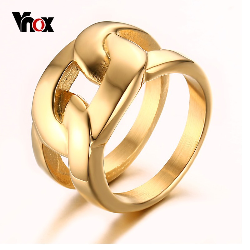 Vnox Goud-kleur Ringen voor Mannen Trendy X Cross Lange Ringen voor Bruiloft Sieraden