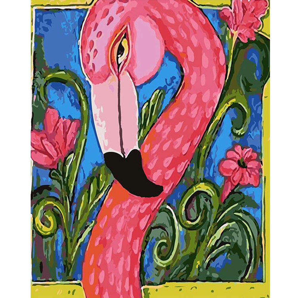 Maleri med tal kunst maling efter nummer diy flamingo illustration håndfyldt farve dekoration maleri olie maling: 4