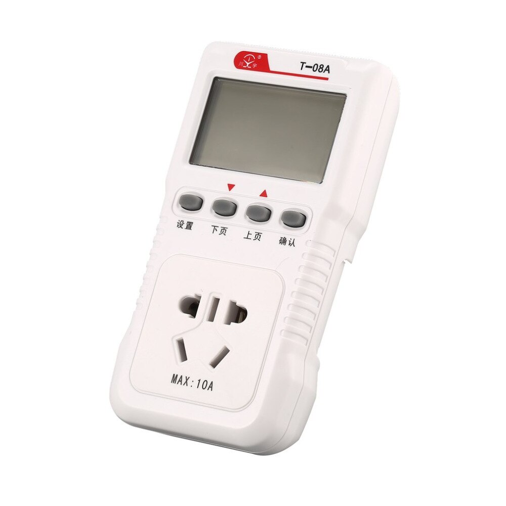 Power Meter T-08A Digital Socket Tester Wattmeter Analyzer Electric Supply Measuring Testing Energy Watt Monitor Electricity