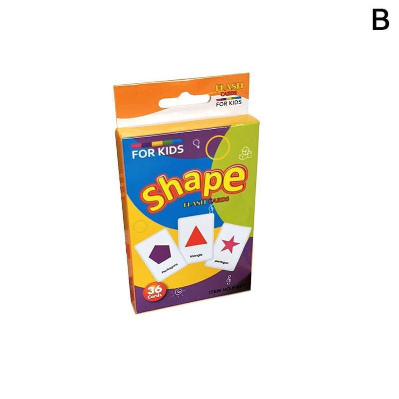 36Pcs Children Recognition Shape Animal Color Teaching Card Cognitive Flash Puzzle Infant Kids Early Education Learning Toys Set: B