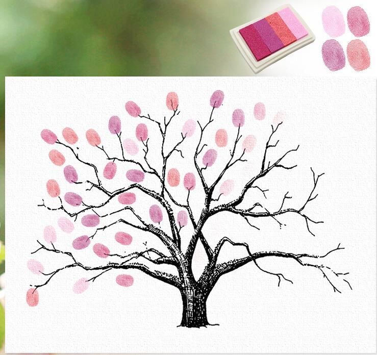 Diy træ form fingeraftryk maleri lærred baby shower stue ægteskab rustik bryllup hjem dekorationer signatur: Hvid