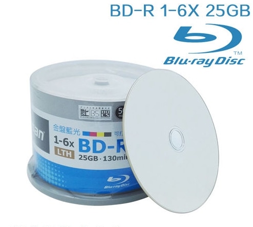 6x Bdr 25G Blu-ray Disc BD-R 25Gb Blanco Media 50 Stks/partij Pack In Zakken