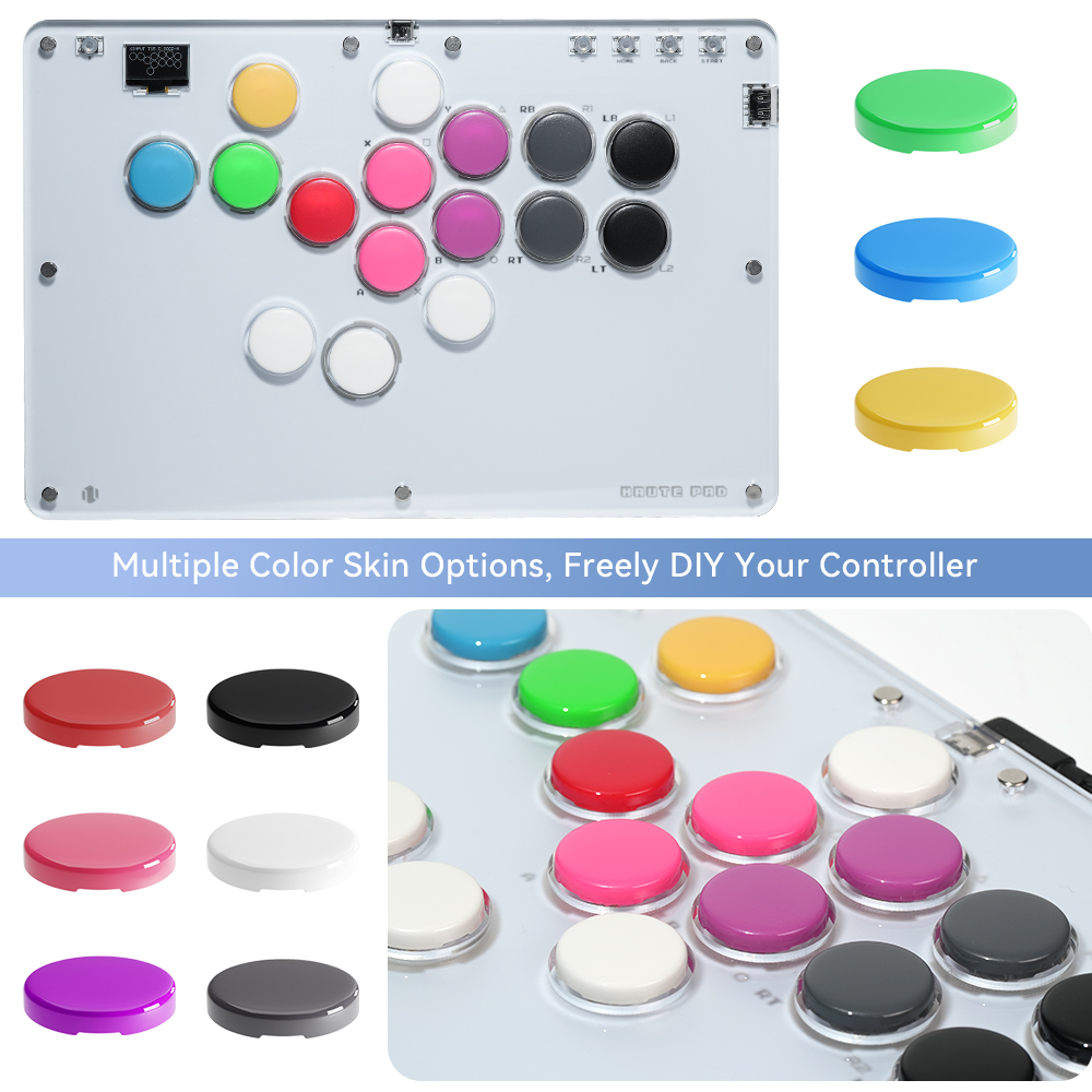 Haute42 9 colores Hitbox tapas de botones de perfil bajo teclas de repuesto para controlador Hitbox tapas de teclas DIY para controlador sin palanca