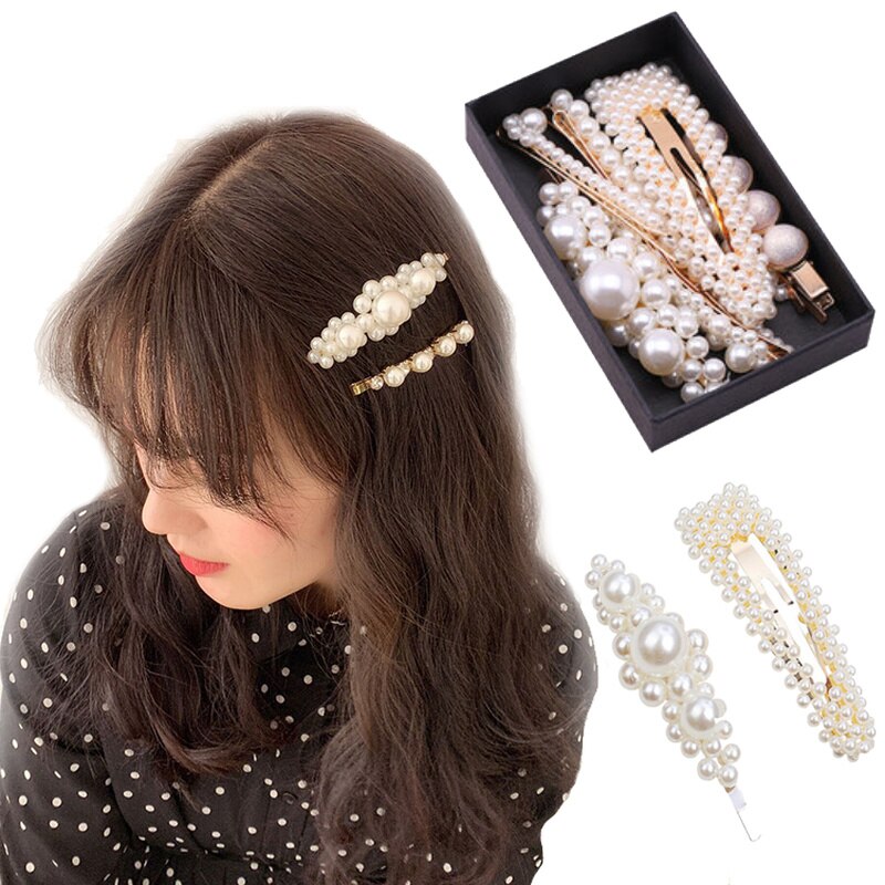 Korean Pearl Hair Clip for Women Barrette Hair Pins Barrettes Jewelry BB Hair Clips for Girls Styling Accessories