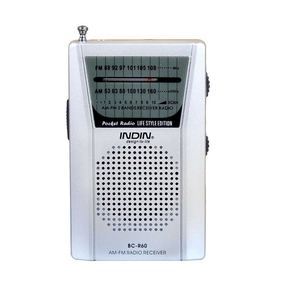Radio de bolsillo con antena telescópica para exteriores, Mini receptor de Radio AM/FM, altavoz de 3,5mm, auricular incorporado, BC-R60: Default Title