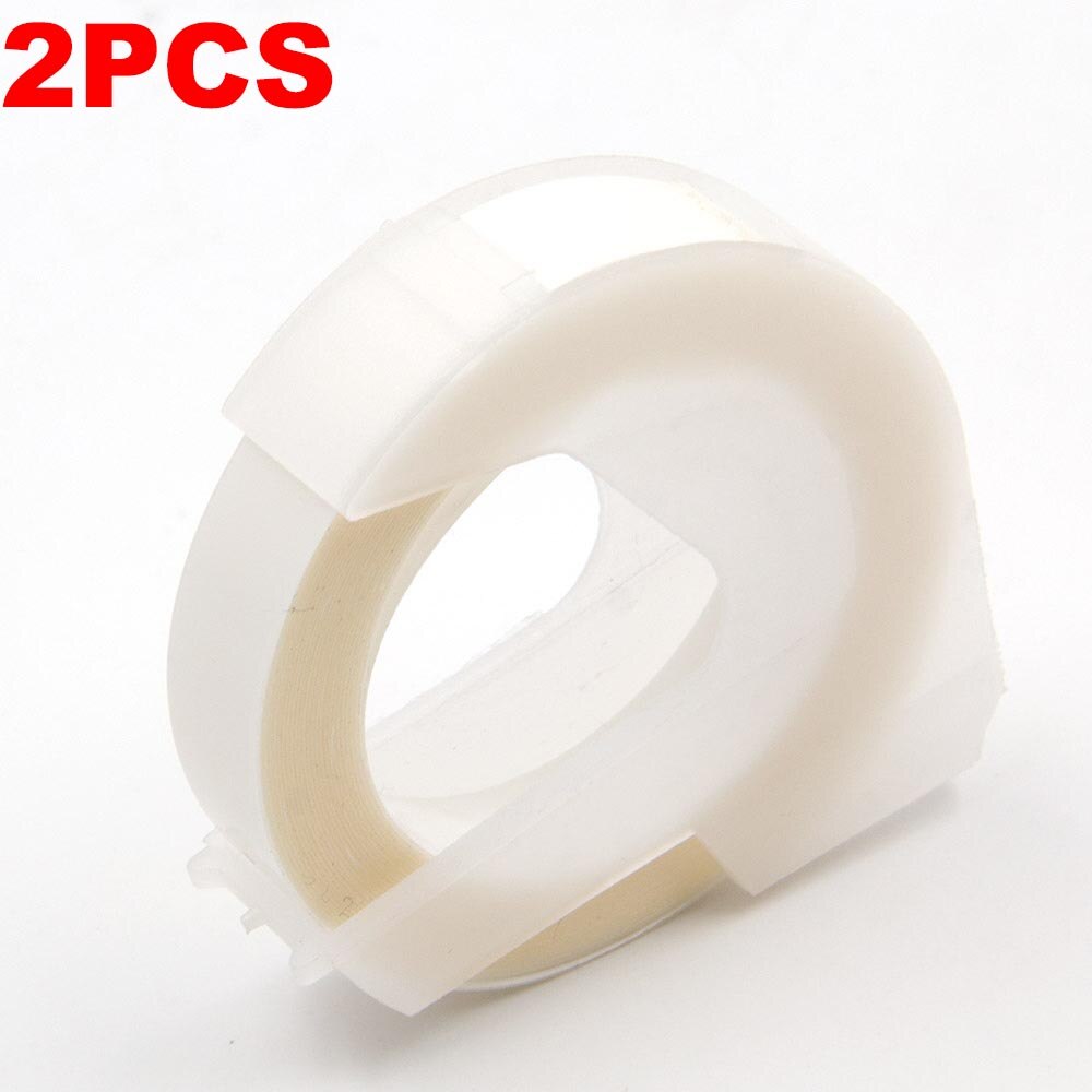 Absonic 2PK 9mm 3D Embossing PVC Label Tapes Compatible Dymo 1610 1880 12965 Manual Label printers for Motex E101 Label Makers: White on Clear