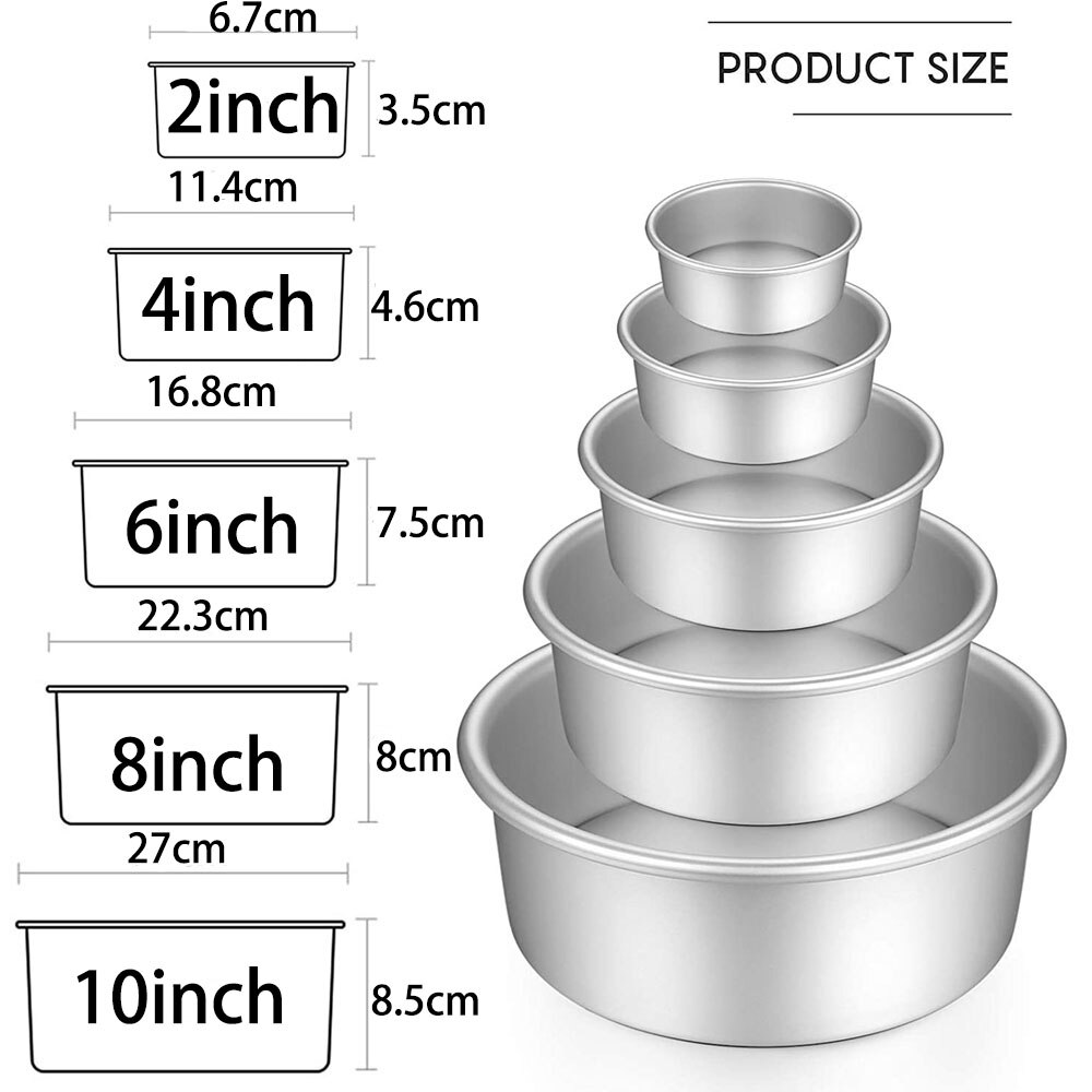 2-12INCH Aluminum Round Baking Mold Nonstick Chiffon Cake Pans Removable Bottom Oven Baking Tray Bakeware Pastry Bakery Tools