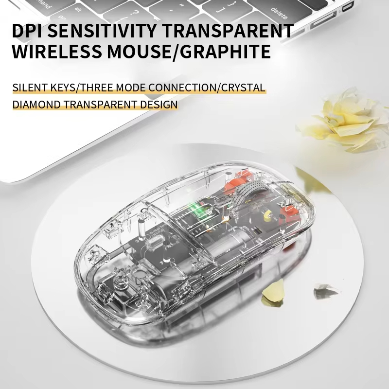 Xiaomi Bluetooth Drahtlose Maus Transparent Drei-modus Leucht Licht Computer Spiel Maus Stille Wiederaufladbare Für PC Laptop