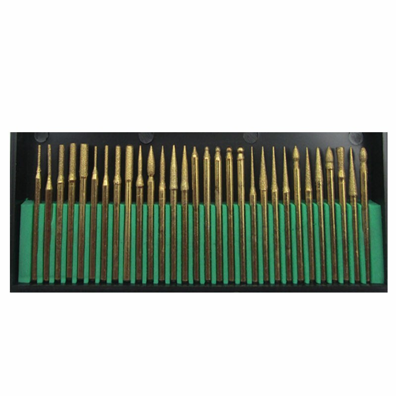 Ucheer 3mm 30 st/set diamant/titanisera borr för dremel roterande verktyg borrskär gravyr delar slipning polering nålar filar: Titanisera