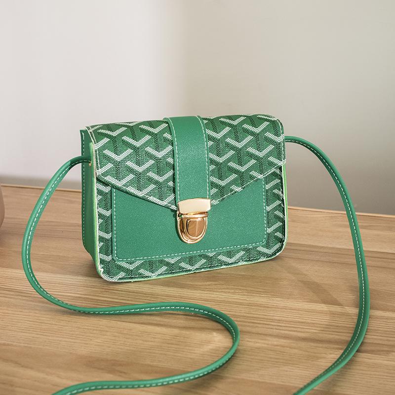 Mini Bag For Women Travel Crossbody Bags Korea Style Simple Messenger Bags PU Leather Lock Shoulder Bags: Green