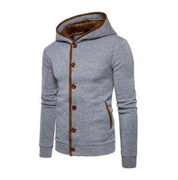 Quente 2021 inverno ao ar livre antumn com capuz jaqueta botão dos homens cor correspondência cardigan engrossar velo jogging masculino hoodies camisola: S / light grey