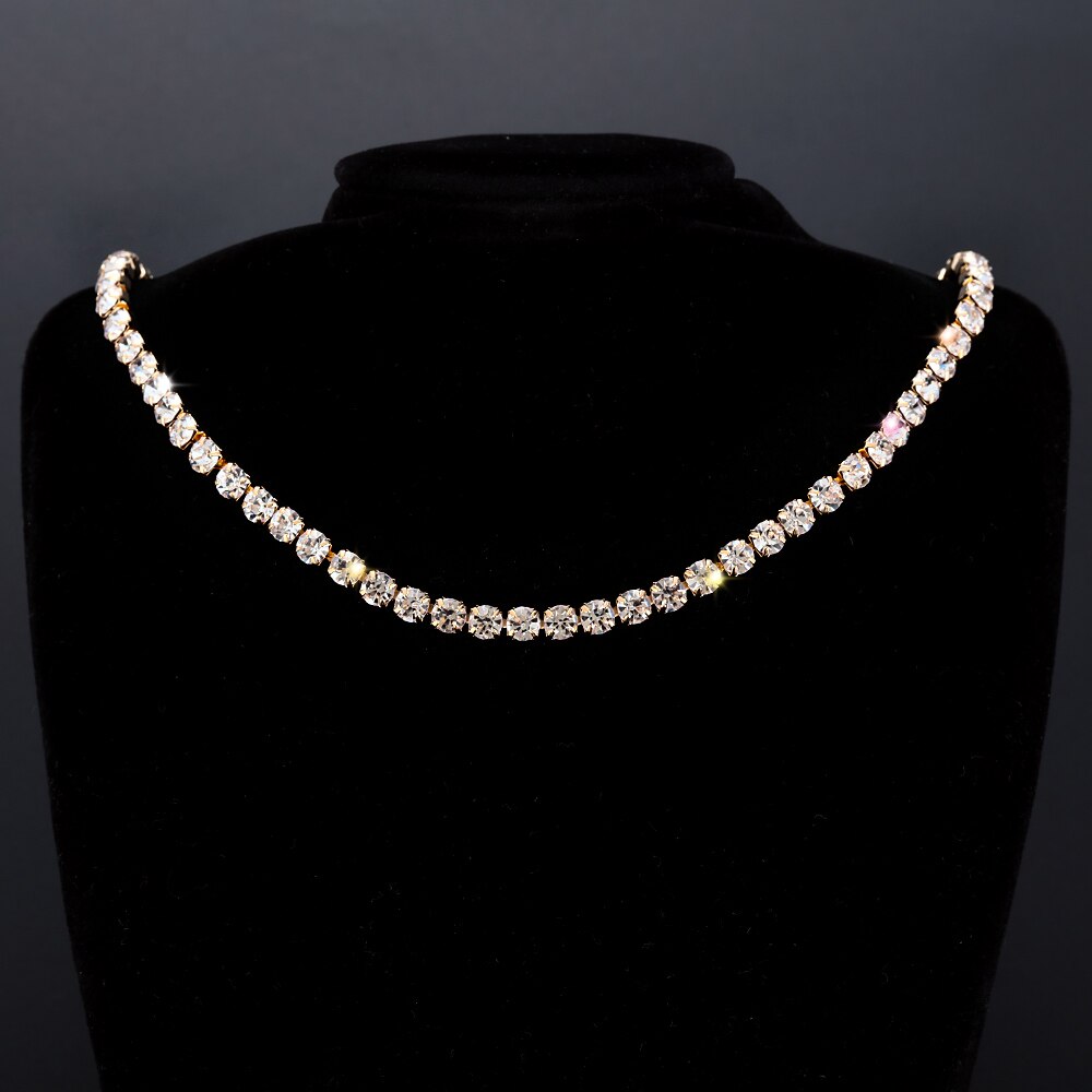 cubano cadena Zircon collar tipo cadena hasta la clavícula CZ diamantes deslumbrantes adorno brillante colgante de de las mujeres joyería de la boda