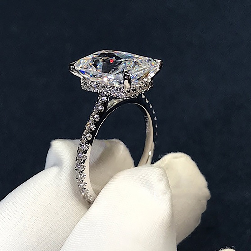 Luksusowy pierścionek zaręczynowy z symulowanym diamentem cz 925 Sterling Silver Pierścionki zaręczynowe dla kobiet Biżuteria imprezowa