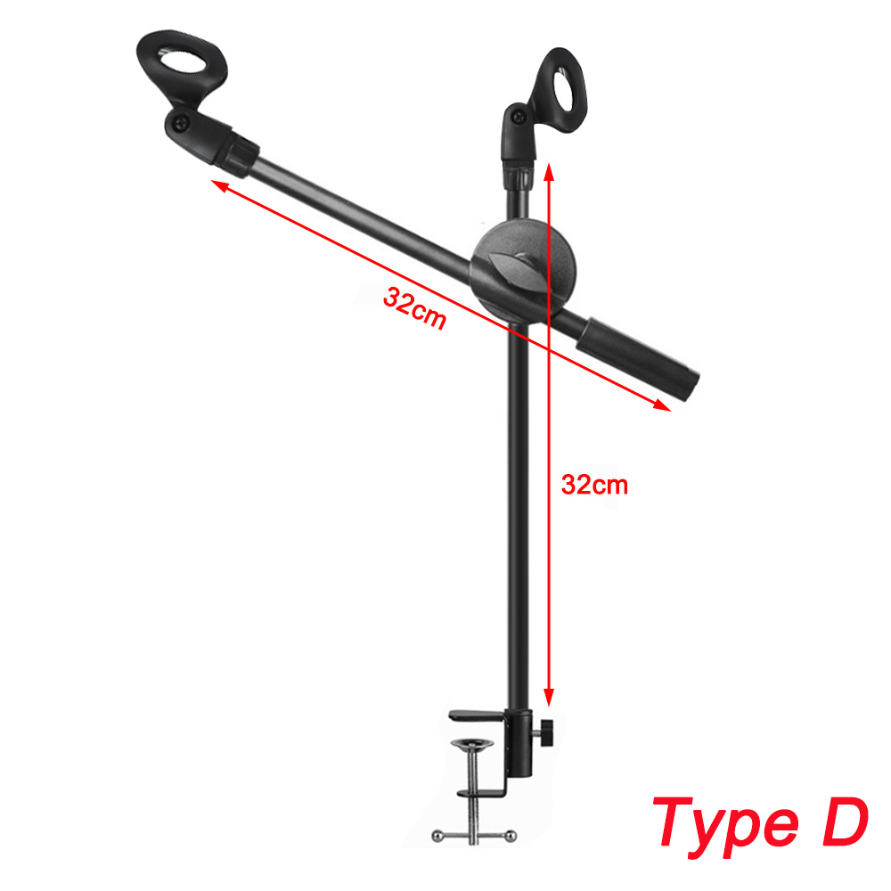 Microphone Stand Mic Stand Desk Microphone Bracket Phone Tripod Boom Arm Adjustable 3/8 1/4 Inch Screw Live Equipments: Type D