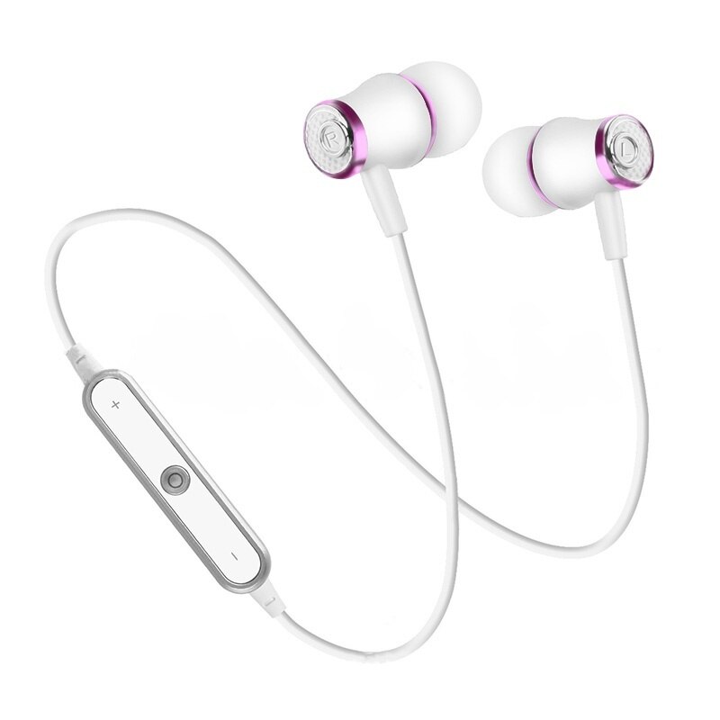 Teamyo Bluetooth Earphones Wireless Fitness Headphones with MIC Stereo Headset Music Earbuds fones de ouvido for iPhone Android: Purple white