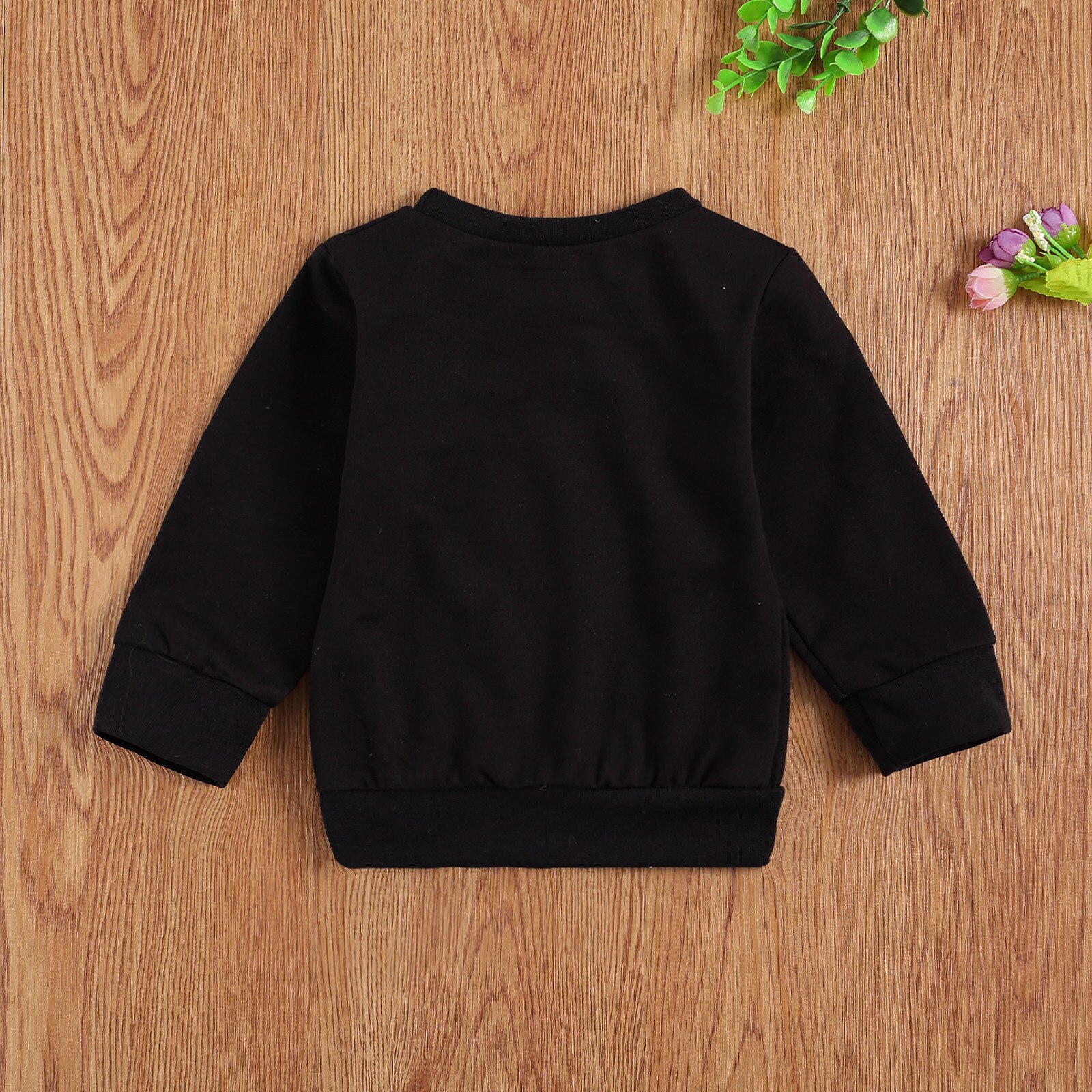 Herfst En Winter Daddy S Meisje Sweatshirt, Zwarte Letters Effen Kleur Top Met Lange Mouwen