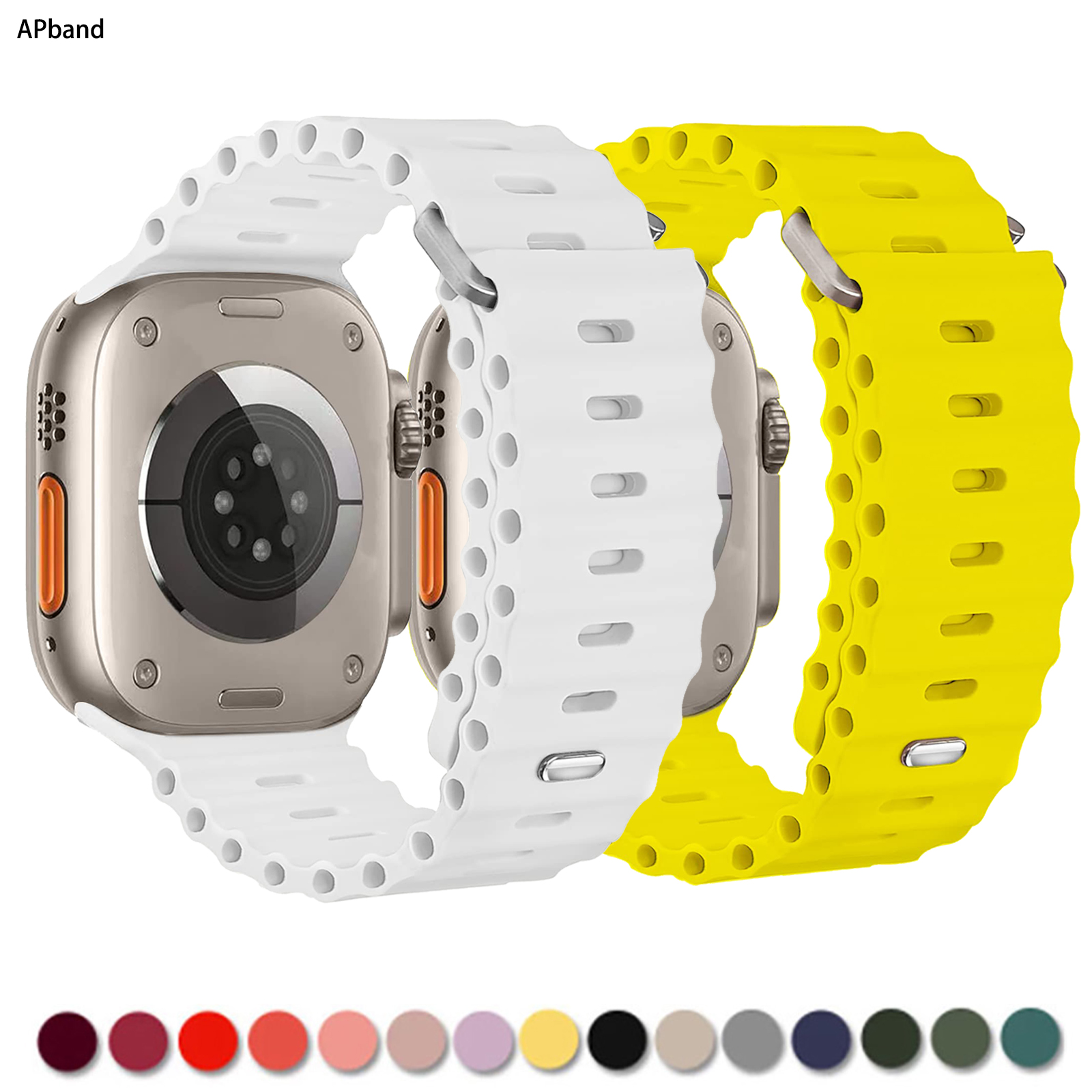 Strap For Apple Watch Band 49mm 44mm 45mm 41mm 40mm 38mm 42mm SE 6 5 4 3 Silicone Sport Ocean Bracelet iWatch Series ultra 8 7
