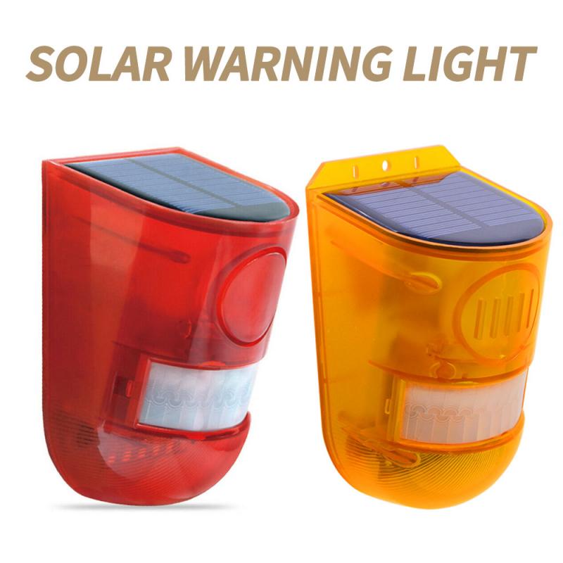 1pcs Wireless Solar Alarm Light Red IP65 Motion Sensor Outdoor Garden Security Lamp For Safety Home Factory Garden Smart Alarm