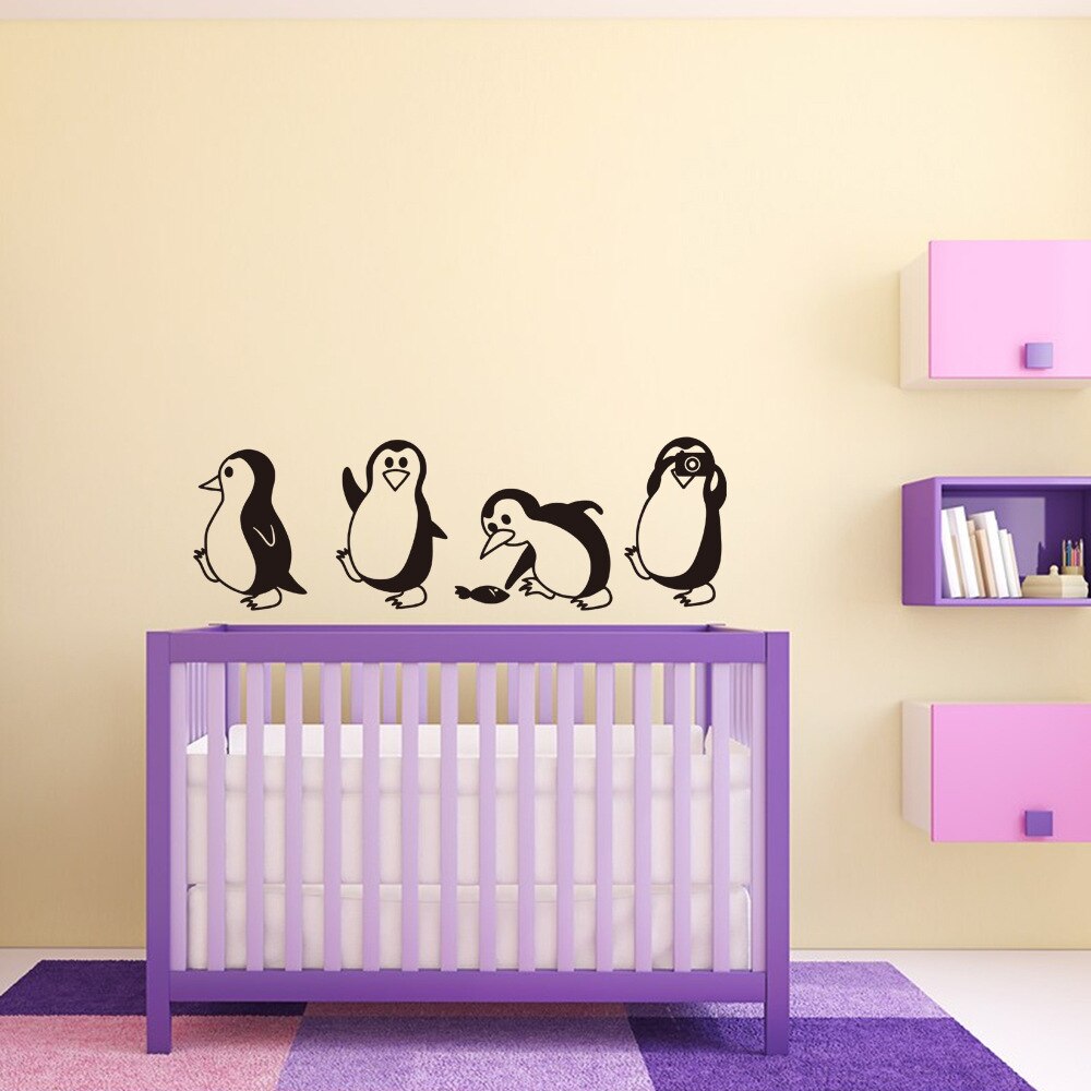 Cute Little Penguin Wall sticker For Home Decor, Kids Room Living Room Background Art Decor Animal Stickers For Mural