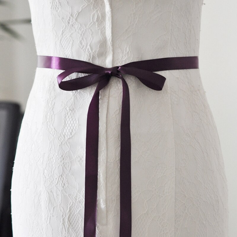 Luxe à la main couleur strass ceinture mariée mariage ceintures fleur Satin robe de mariée ruban ceinture demoiselle d&#39;honneur femmes habiller: Violet