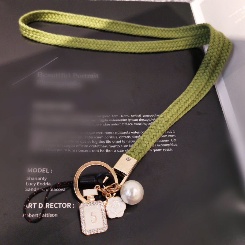 Multifunktionel nøglesnor håndvævet vedhæng vedhæng til nøgle id-kort gym mobiltelefon med usb badge klip snor: Grøn