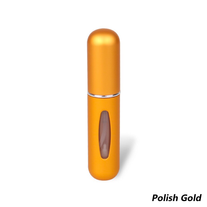 Wielokrotnego napełniania Mini Spray do perfum butelka aluminiowy rozpylacz przenośna kosmetyczka podróżna pojemnik perfumy butelka przechowywanie w domu: Polish Gold