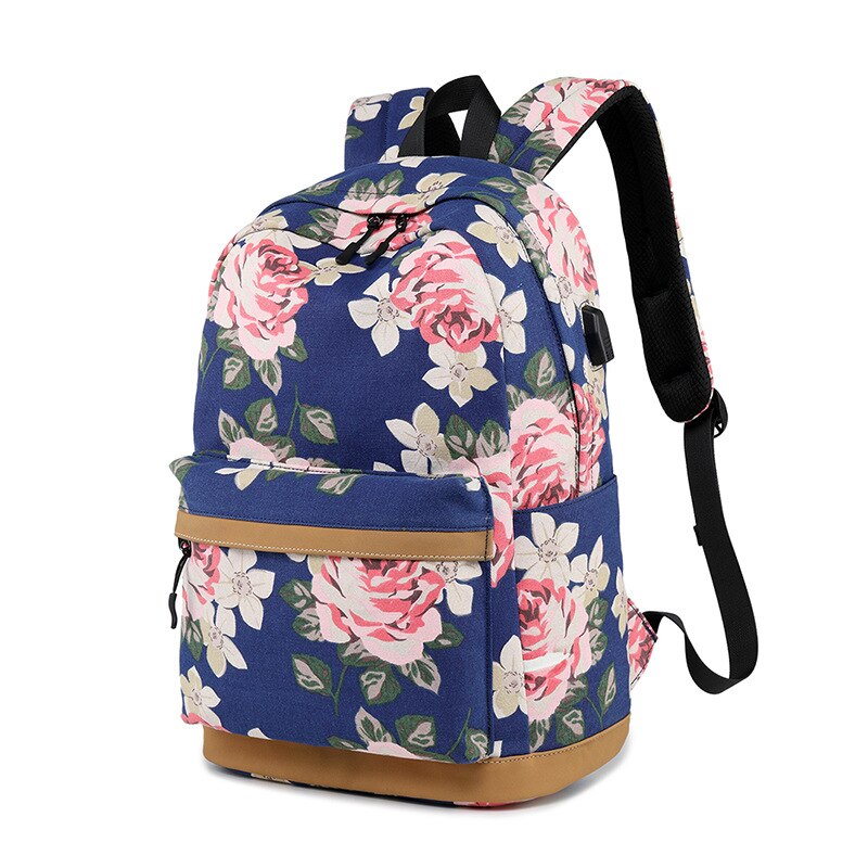 Sac à dos d'école pour adolescent, ensemble de sacs légers à la pour filles et femmes, sac de collège adapté à un sac d'ordinateur de 14 pouces: Blue