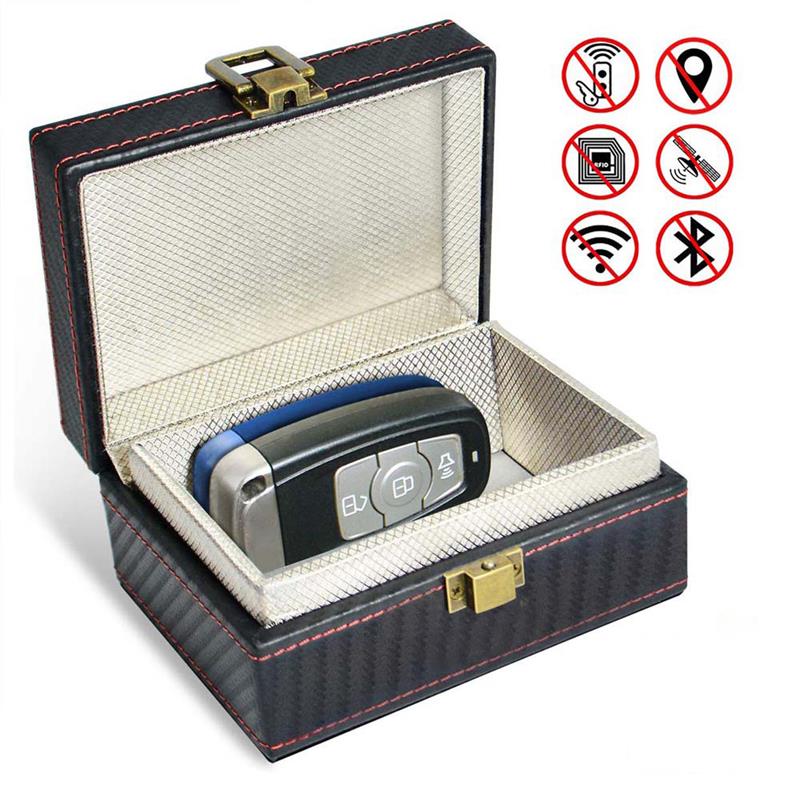 Stöldskydd faraday box rfid faraday nyckel fob skydd strålningssäker mobiltelefon låda bil nyckelfri signal blockerare säkerhet