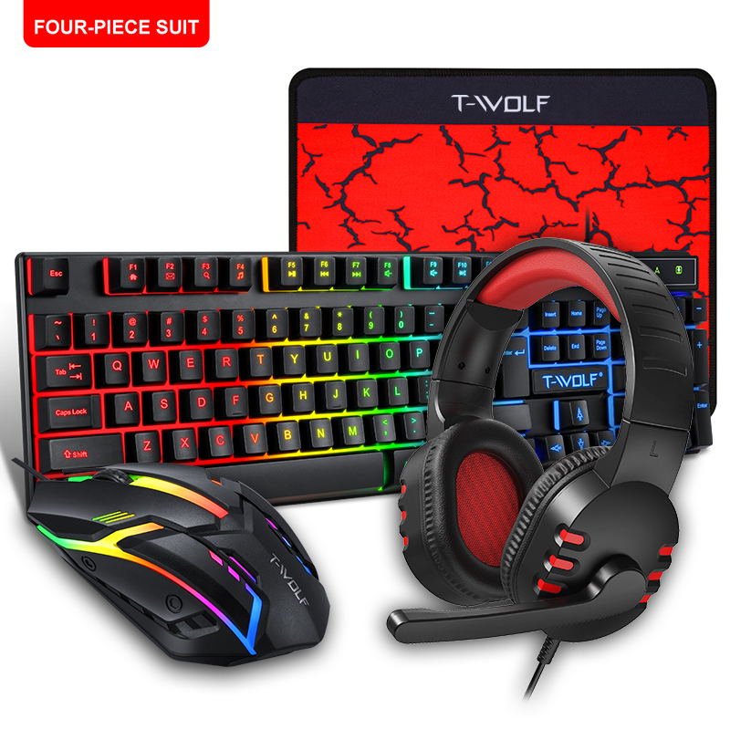 Neue Gaming Tastatur Und Maus Verdrahtete Hintergrundbeleuchtung Mechanische Gefühl Tastatur Kopfhörer Gamer Kit Stille Maus Set Für PC Laptop: Default Title