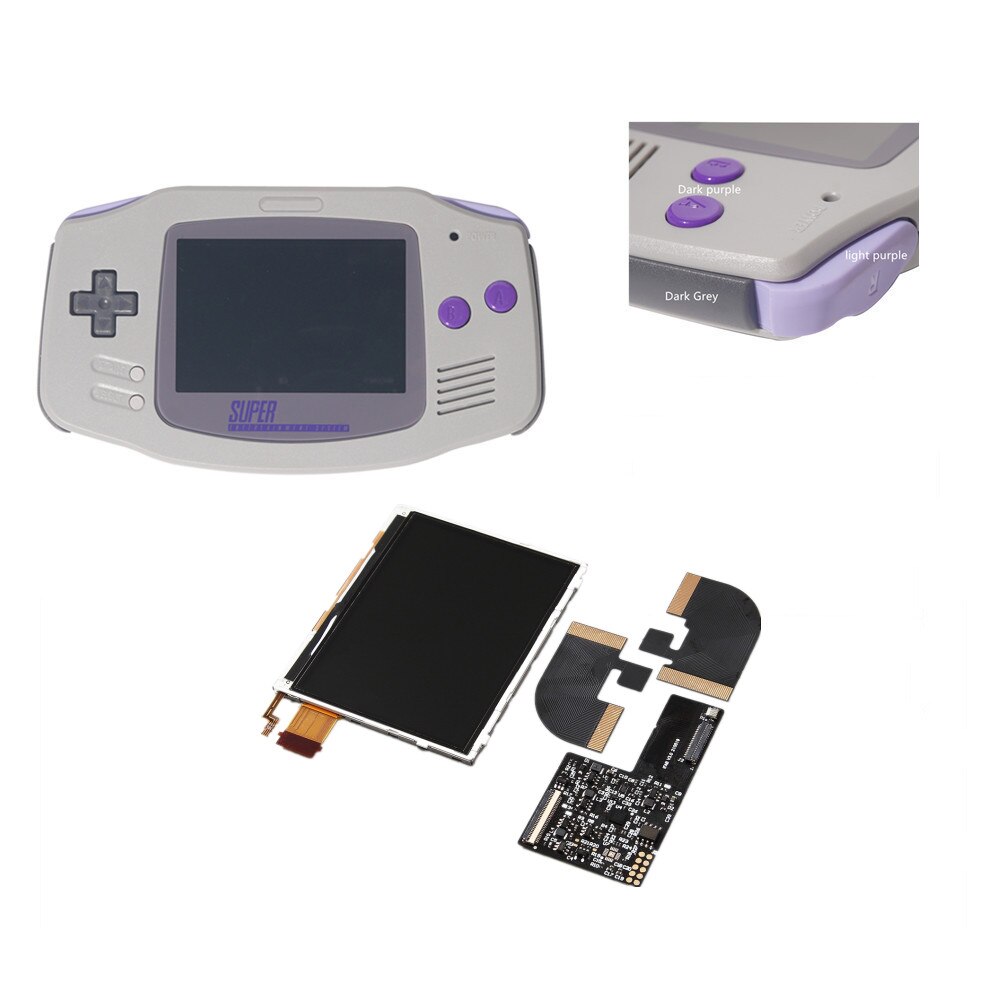 FUNNNYPLAYING For Gameboy GBA Advance ITA AGB RETRO PIXEL TFT BACKLIGHT KIT Memory Brightness Adjust The Display With Shell: SNES ITA