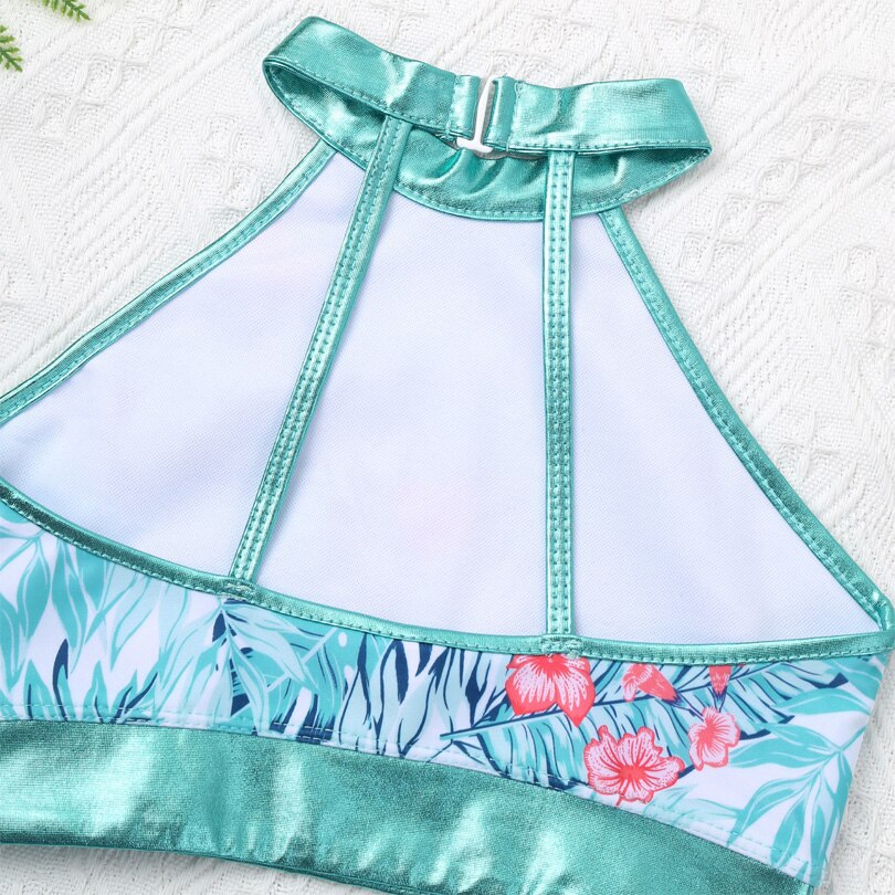 Kids Meisjes Tankini Braziliaanse Bikini Top Met Bodems Zwemmen Set Beachwear Palm Bladeren Print Badpak Badmode Badpak Set