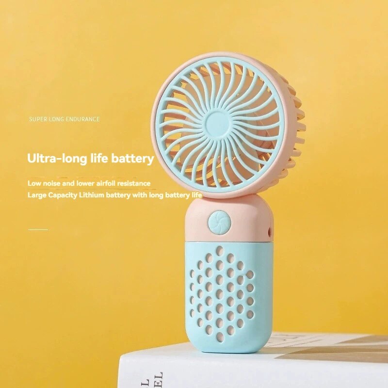 2025 draagbare oplaadventilator Cartoon schattige kleine student Opladen kleine ventilator Draagbare mini-USB-ventilator Mini-zak