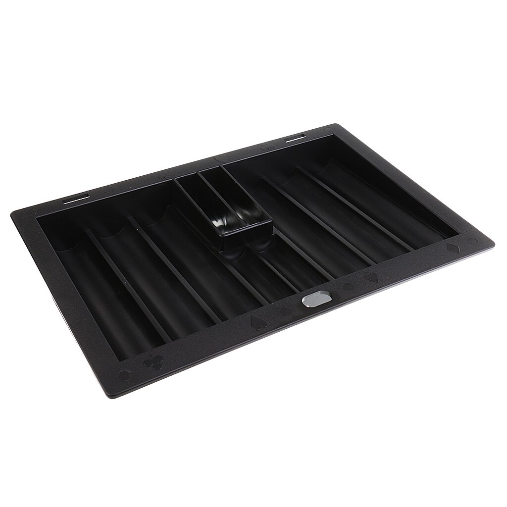 Schwarz Acryl Party Kasino Gane Turnier Poker Chips Tablett fallen für 350 Chips Zubehör 37,5x25,2 cm