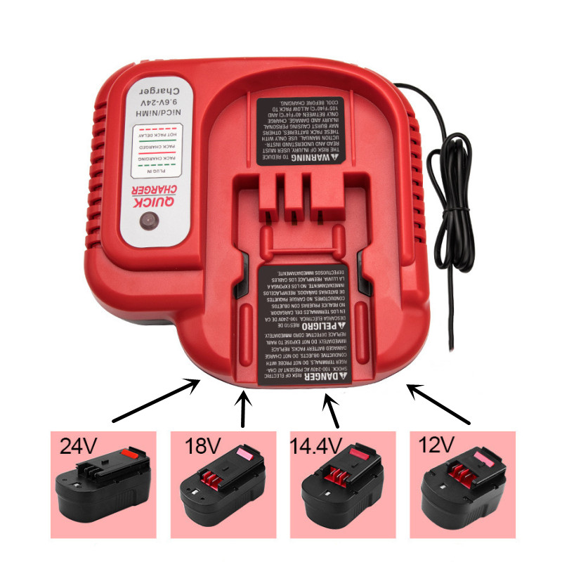 BDFC240 Fast Charger For Black & Decker 18V 14.4V 12V 9.6V 24V NiCD NiMH Battery