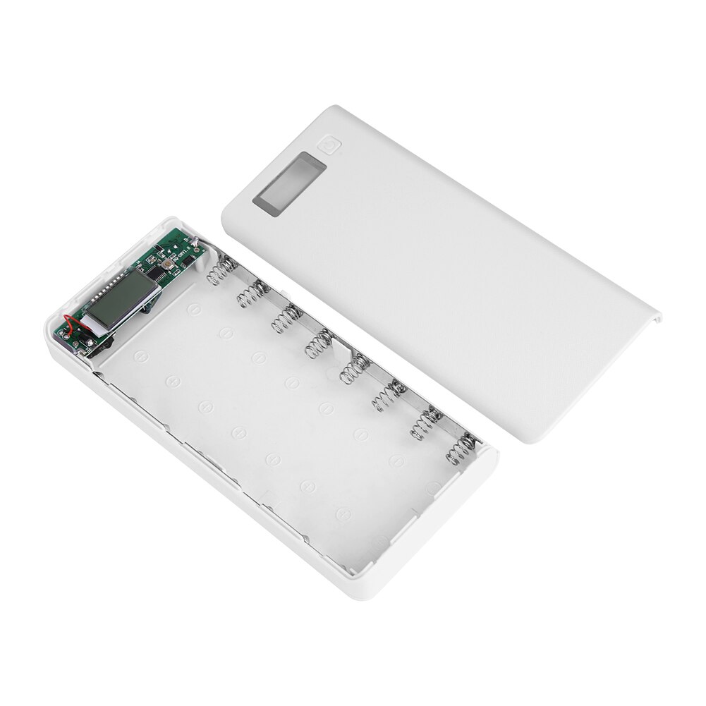 Scatola DIY Power Bank - Doppio USB Display LCD - Uscita 5V 2A - Con 2 Indicatori LED: Bianco