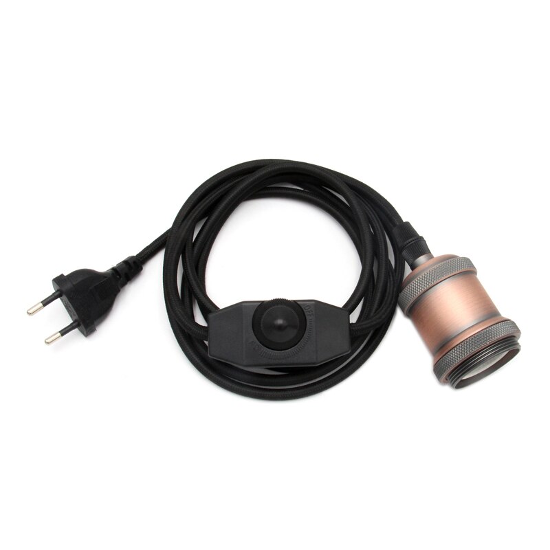 220 V AC cordon d'alimentation EU prise variateur interrupteur avec E27 rétro support de lampe ampoule vis prise 2 m cordon: 1