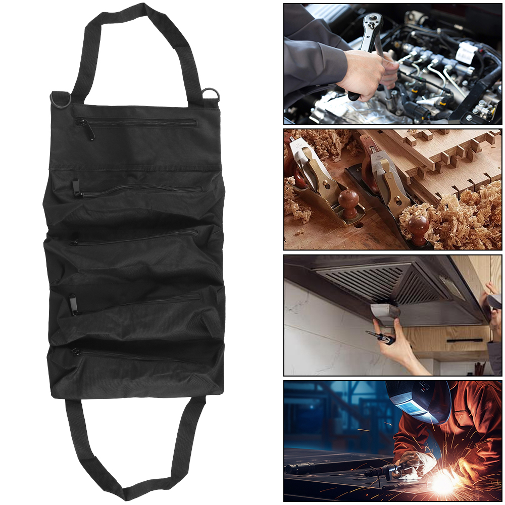 Botiquín de primeros auxilios para coche, estuche de almacenamiento en rollo, bolsa de almacenamiento, bolsa de herramientas enrollable multiusos ajustable