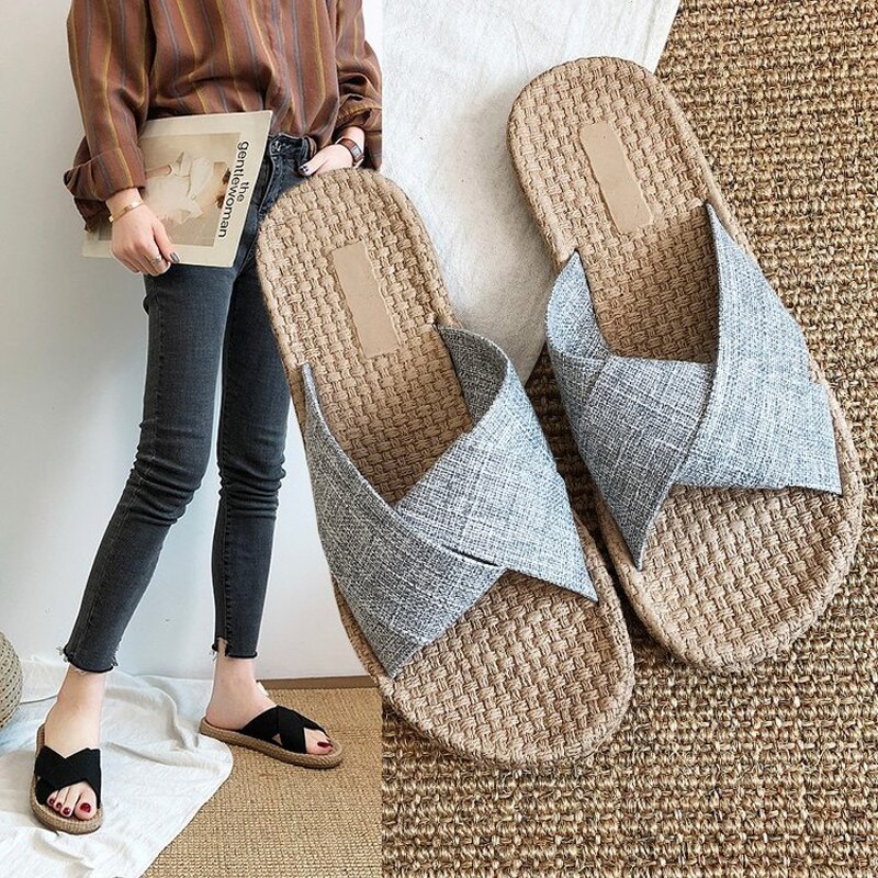 Sommartofflor dam strandtofflor skor boho havsflip flops sandaler tofflor casual halkfria glidskor