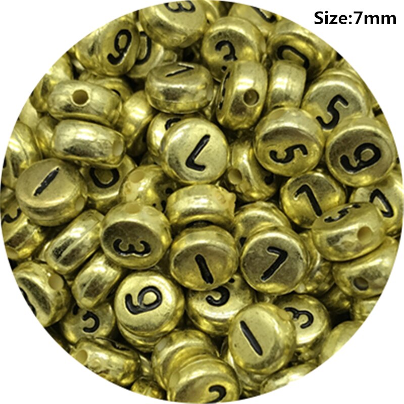 100 stk 7mm blandede 0-9 numre akryl perler nummer spacer perler til smykkefremstilling diy håndlavet armbånd halskæde: 03