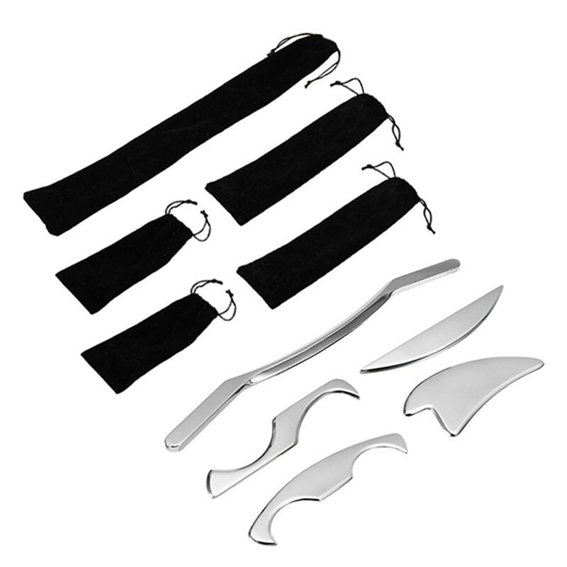 5 Types Therapy Muscle Massage Guasha Board Stainless Steel Body Relaxation Deep Tissue Recovery Blood Circulation Health Care
