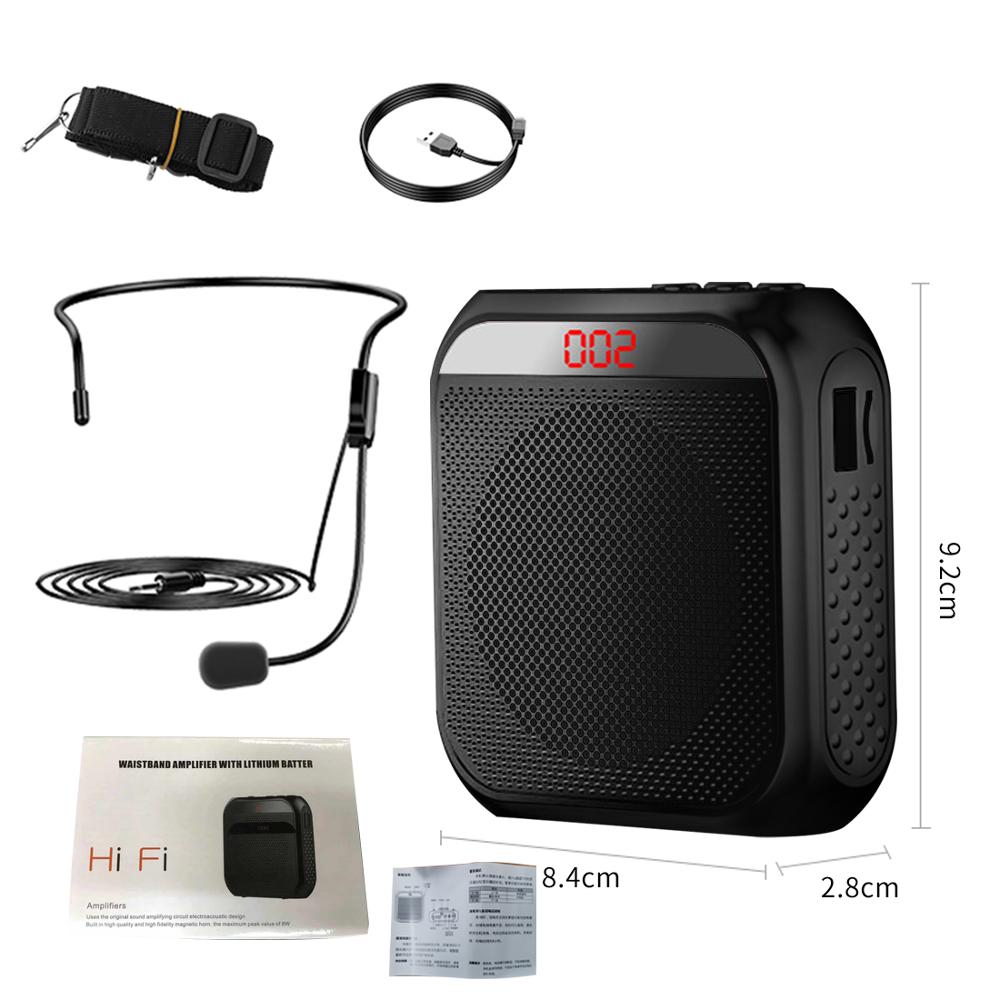 Bluetooth Voice Amplifier Wired Microphone Teacher Microphone Loudspesker with Loud and Clear Sound Amplifier for Instructor: Black with LED