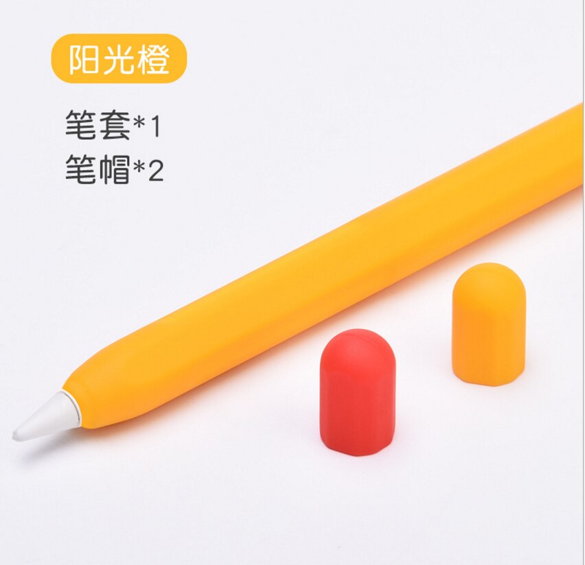 Protective Safety Case For Apple Pencil 2 Anti-lost Anti-Shock Silicone Sleeve Cover For Ipad Tablet Touch Pencil 2 Kits: Yellow